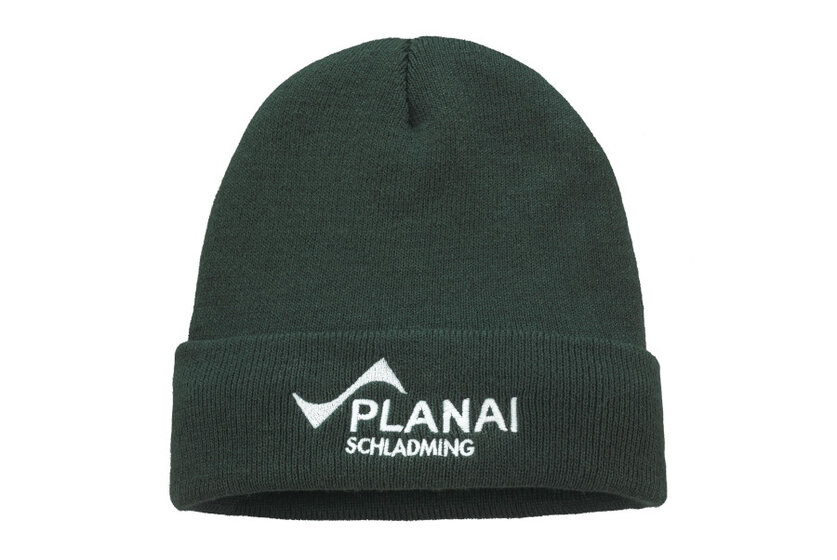 Grüne Planai-Schladming Beanie mit gesticktem Logo | © Planai-Hochwurzen-Bahnen GmbH