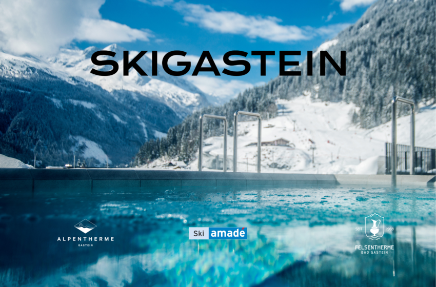Außenbecken einer Therme mit dampfendem Wasser, im Hintergrund verschneite Berge und blauer Himmel | © Gasteiner Bergbahnen AG
